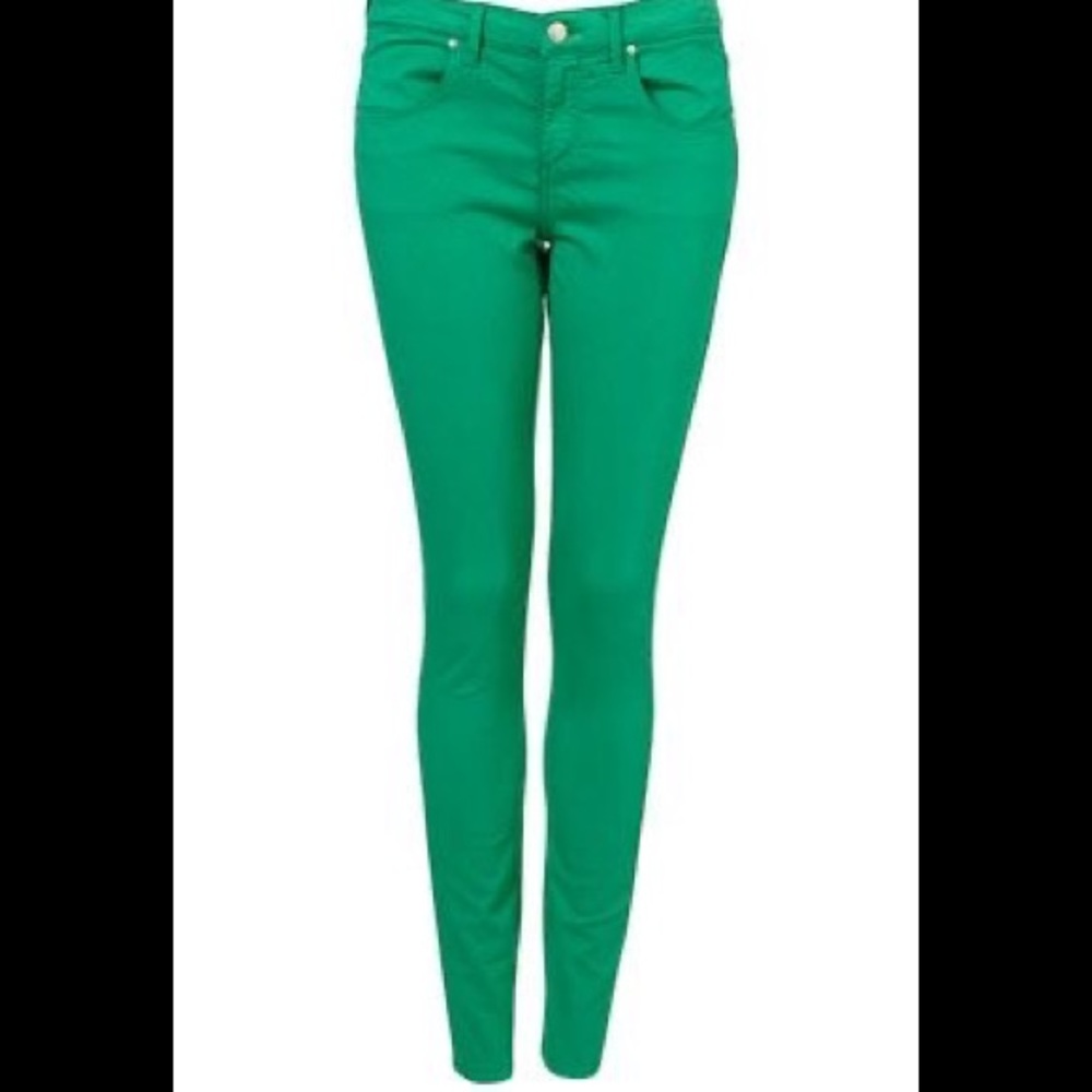 TOPSHOP Moto Leigh Skinny Jeans in Dark Forest Green